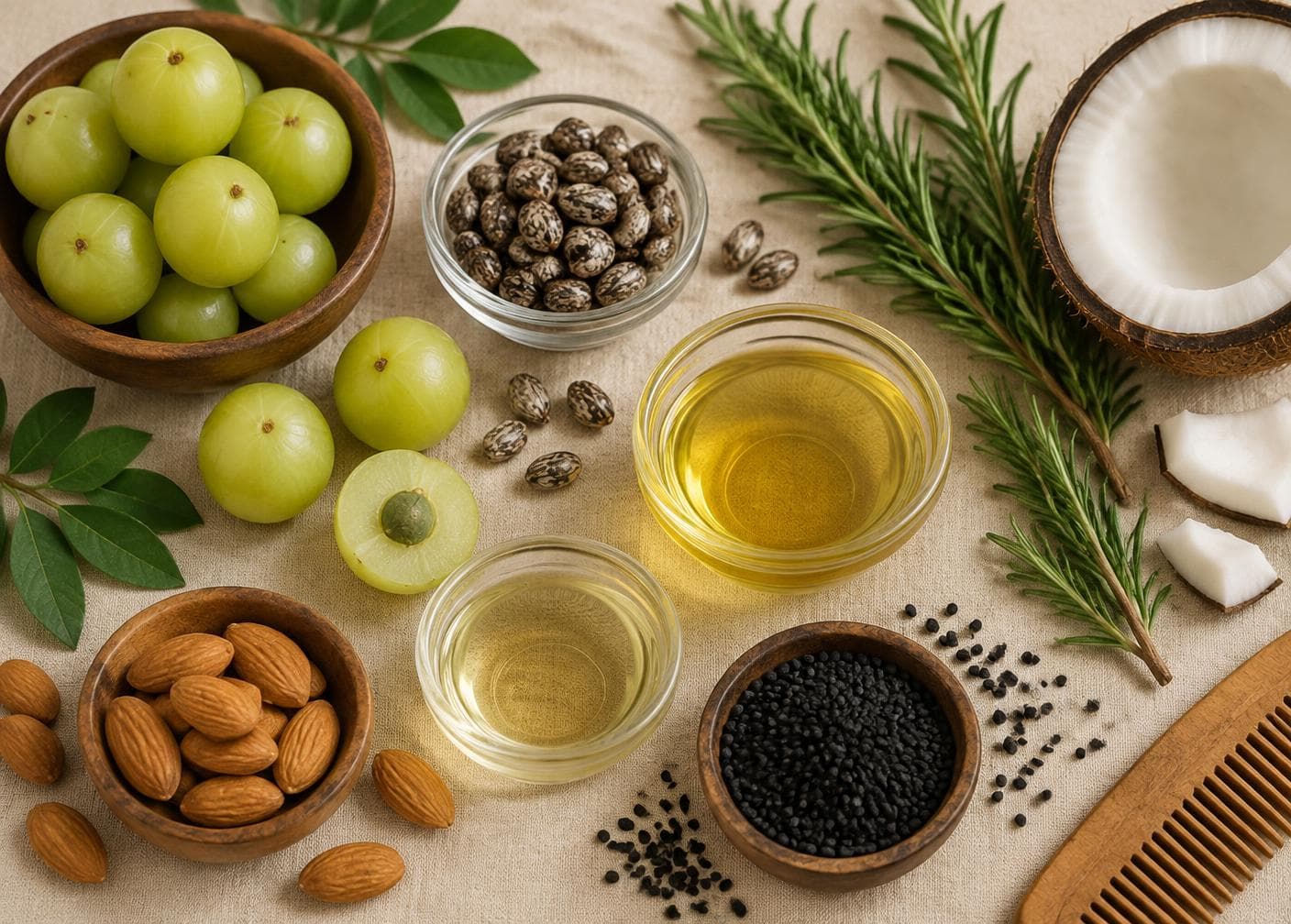 Botanical ingredients used in Follica herbal hair oil